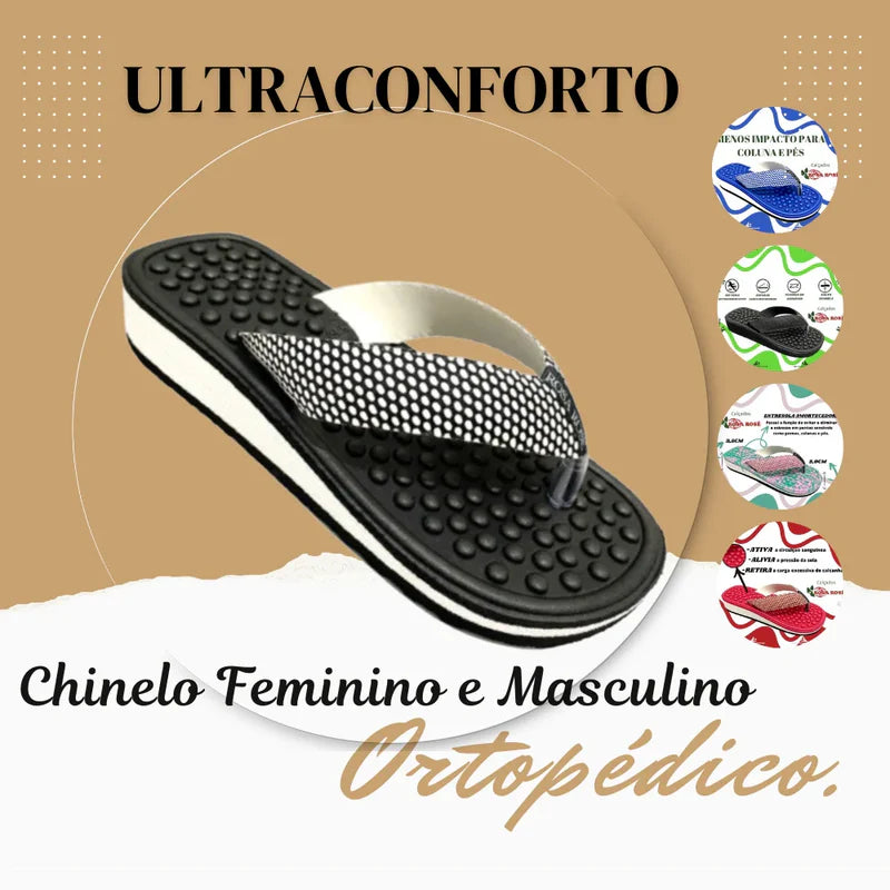 Chinelo UNI FLEX Ortopédico Para Esporão e Fascite Plantar Massageador Anabela