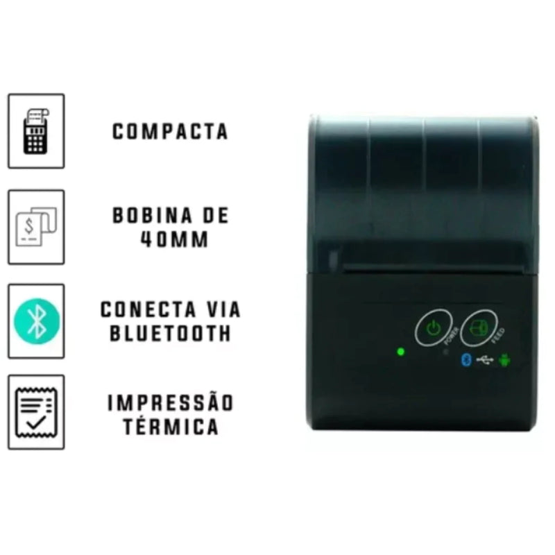 Mini impressora de Recibos com Bluetooth, USB, e Wi-Fi