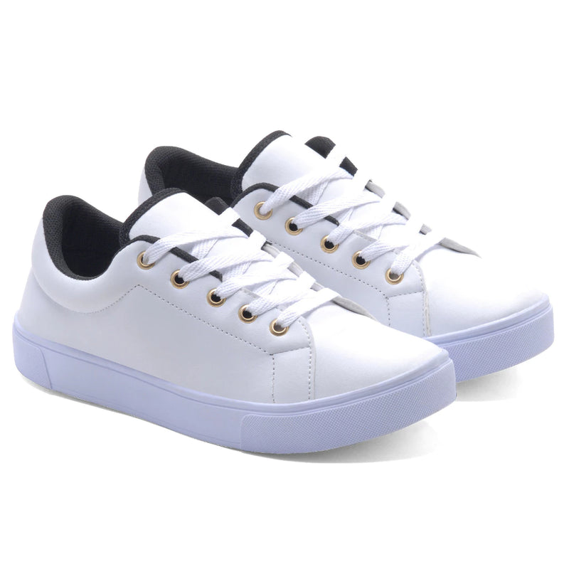 Tênis Feminino Star Sapatênis Casual Branco Confortável Leve