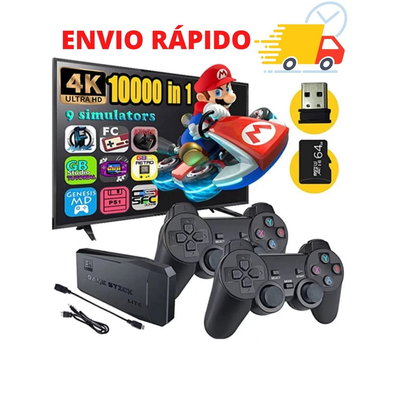 Vídeo Game Stick 4k Retrô 10.000 Jogos Original®+ 2 Controles de Brinde