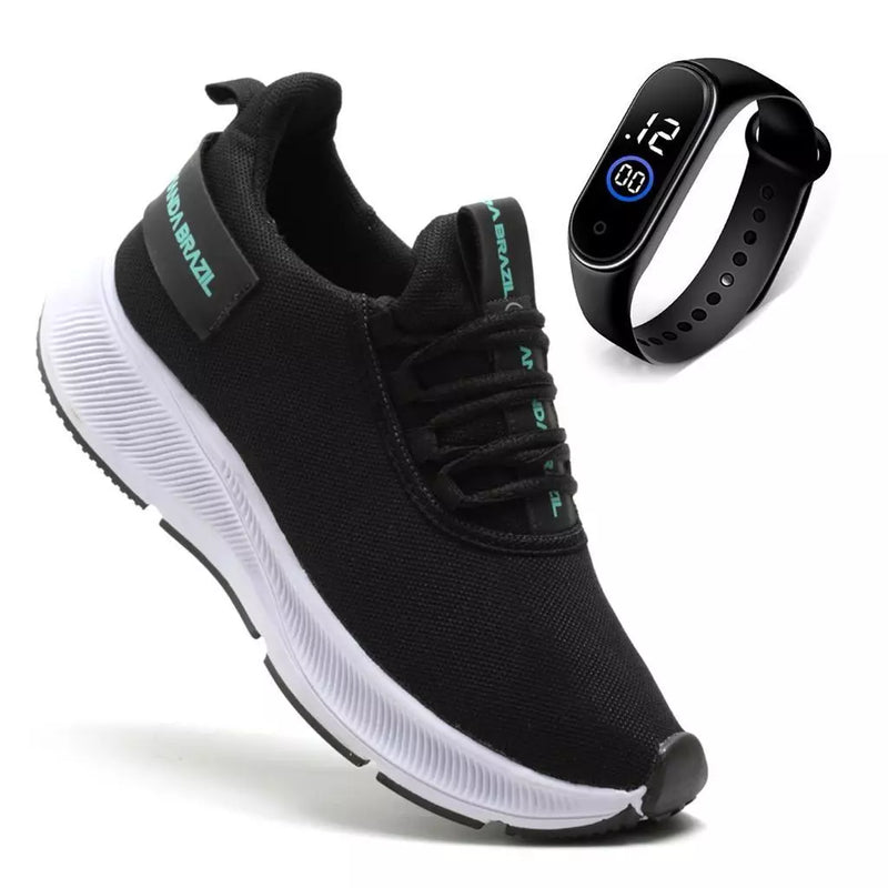 Tênis Feminino Run Sport Amanda Brazil Confortável + Relógio Envio Imediato  - Promoção