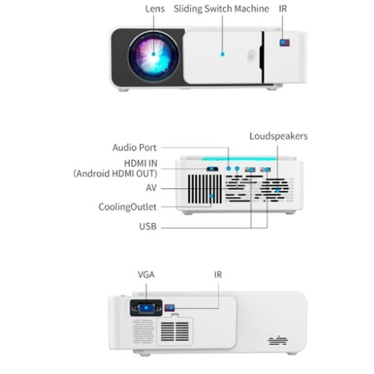 Projetor T5 Led Espelhamento Celular Wifi 2500 Lúmens Branco 110-240v