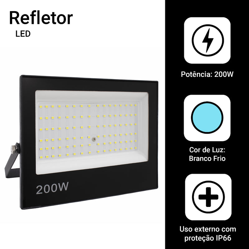 Refletor Led 200w Ip66 Bivolt - Prova D'água