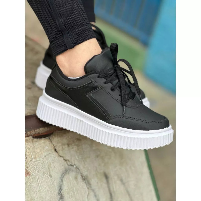 Tenis Preto Casual Plataforma Milla