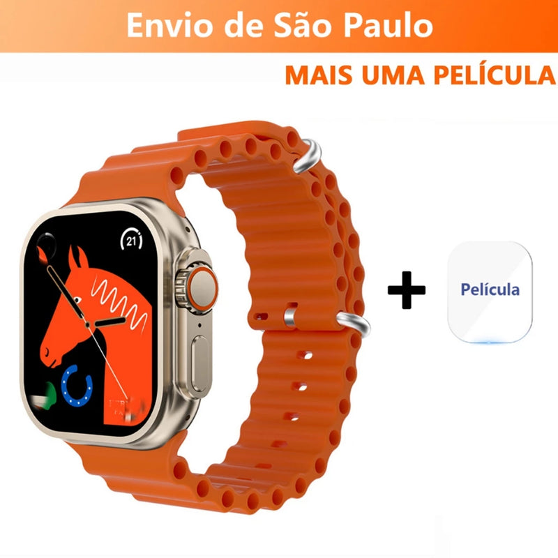 Relógio Smartwatch T800 Ultra 2024 – Monitoramento Completo de Saúde, Tela HD 1,81” e Bluetooth Duplo À Prova D'água