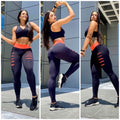 Conjunto calça legging + top fitness calça feminina academia