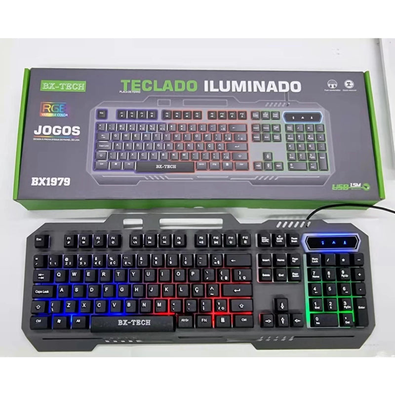 Teclado Gamer Semi Mecanico Bx Tech Bx1979 Com Fio Teclado - Pacheco Express - Últimas Unidades 🔥