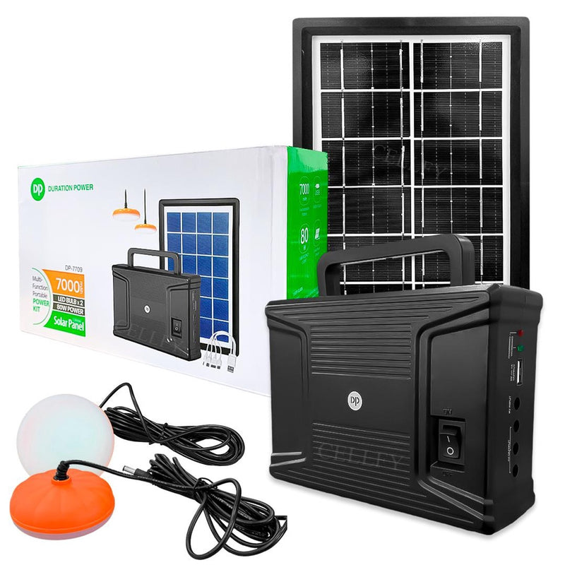 Kit Painel Solar com Bateria Portátil Multi funcional 80W 7000mAh USB Camping Viagem