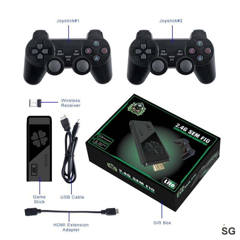 Vídeo Game Stick 4k Retrô 10.000 Jogos Original®+ 2 Controles de Brinde