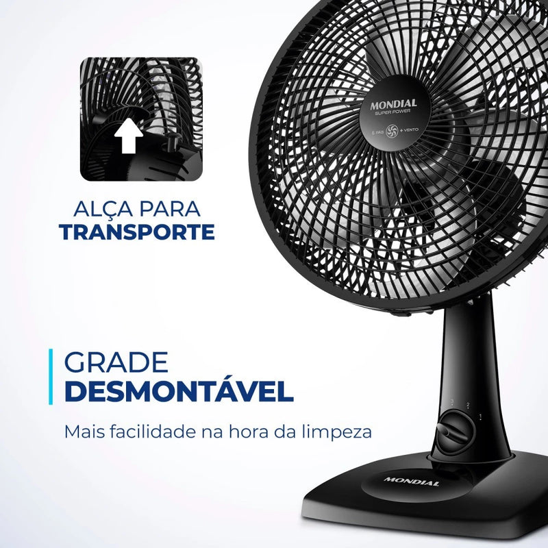 Ventilador de mesa 30 cm 6 pás com 3 velocidades - VSP-30-B 110V