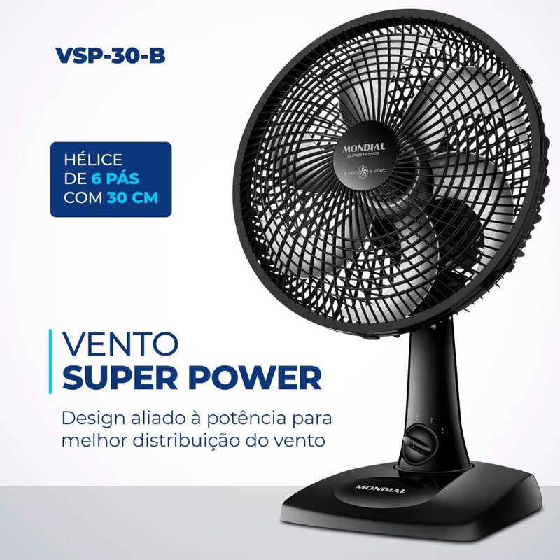 Ventilador de mesa 30 cm 6 pás com 3 velocidades - VSP-30-B 110V