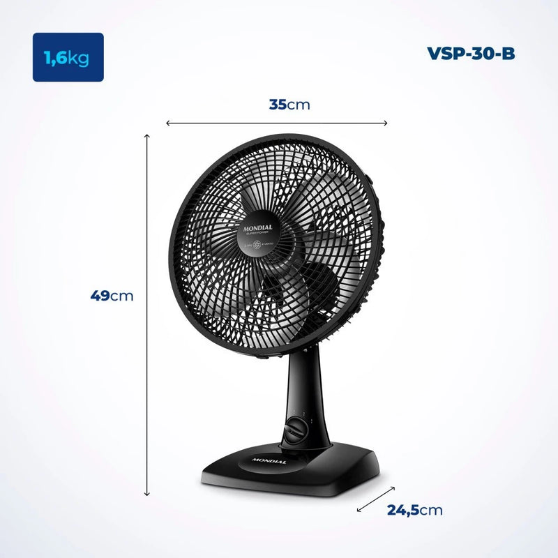 Ventilador de mesa 30 cm 6 pás com 3 velocidades - VSP-30-B 110V